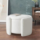 Furniliving Upholstered Button Tufted Round Ottoman, Ottoman with Storage, Teddy Footrest Stool, Removable Lid Convenient Footstools, Bedroom Ottomans with Storage for Vanity, Living Room, White by CozyNest Decor