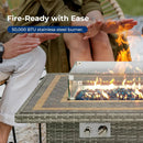 SereneLife Outdoor Propane Fire Pit Table 50000 BTU with Auto Ignition, Glass Wind Guard, Mosaic Tile Top, Clear Glass Rocks, and Weather-Resistant Design for Patio or Backyard by GreenHaven Gardens