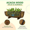 IDZO Solid Acacia Wood Half Barrel Planters Outdoor Set of 2 Different Sizes, Wooden Planters for Outdoor Plants with Metal Bands & Drainage Holes, Legs Included, Brown by CozyNest Decor