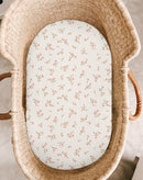 Bassinet Sheet for Baby Boy and Girl 2 Pack, Fitted Sheets for Rectangle, Oval, Hourglass Bassinet Mattress, Muslin Moses Basket Sheets with Neutral Style (Rosy) by TinyTreasures Baby Boutique