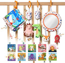 TUMAMA Car Seat Toys 3 6 9 12 Months, Plush Animal Rattle Mirror Soft Crinkle Book Baby Enlightenment Toy Set, Newborn Crib Stroller Play Gym Hanging Toys by TinyTreasures Baby Boutique
