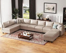 Oversized 172.5" Faux Leather Modular Sectional Sofa, Modern Large 10 Seater U Shaped Couch with Storage Seat with Reversible Chaise Deep Seat for Living Room DIY Combination - Whitesand by CozyNest Decor