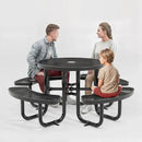 Metal Picnic Tables for Outdoors with Umbrella Hole - Coated Steel Heavy Duty Commercial Grade Table with Adjustable Seats (Black, 38 in, Round, Expanded Steel) by GreenHaven Gardens