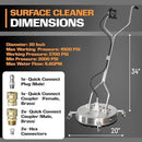 EDOU Direct 20 Inch Pressure Washer Surface Cleaner - Dual Handle Concrete Cleaner, Wheels - Driveway Pressure Washer Attachment, 4,500 PSI Max - Includes Quick Connector Kit - Silver by GreenHaven Gardens