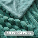 NEWCOSPLAY Faux Fur Throw Blanket Light Teal 3D Ribbed Plush Thick Warm Blanket for Couch Sofa Bed 850GSM (Light Teal Ribbed, Throw(50"x60")) by CozyNest Decor