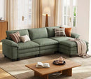 LINSY HOME Modular Sectional Sofa - 123'' Oversized Corduroy Cloud Couch L Shaped Couch with Movable Ottoman Soft Modern Comfy Sofa for Living Room Apartment Office, Green by CozyNest Decor