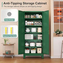 Metal Pantry Cabinet with 2 Doors and 5 Adjustable Shelves, 75" Kitchen Storage Cabinet with Gold Handles, Versatile Storage for Laundry, Living, Bathroom, Dining, Utility Room - Green by CozyNest Decor