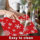Christmas Placemats Set of 6 Christmas Red and White Snowflake Plastic Table Mats Winter Place Mats Washable Seasonal Xmas Winter Holiday Table Decoration for Indoor Outdoor Party Kitchen Dining by CozyNest Decor