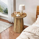 Tribesigns Round Pedestal End Table, Farmhouse Couch Side Table with Octagonal Base, Nightstand Accent Wooden Drink Stand (1, Rustic Brown) by CozyNest Decor