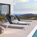 PURPLE LEAF Outdoor Chaise Lounge Set Oversize Adjustable Sunbathing Recliner Extra Wide Lounge Chairs with Side Table for Poolside Beach Outside Patio Aluminum Chaise Lounger Navy Blue by GreenHaven Gardens