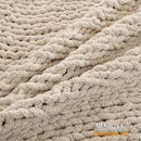 WESHIONGOO Chunky Knit Blanket Throw 40"×40" Knitted Throw Blankets for Couch Bed Fluffy Soft Blanket with Jumbo Chenille Yarn Thick 100% Handmade (Linen) by CozyNest Decor