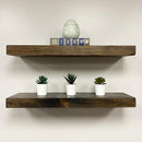 URBANDI, Rustic Floating Shelves, Set of 2, Hidden Bracket, Solid Wood, Heavy Duty, Wall Mounted Shelves, (Dark Brown, 36Wx8D) by CozyNest Decor