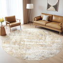 Round Rug Living Room Rugs: 6Ft Washable Circle Large Abstract Modern Soft Stain Resistant Non Slip Indoor Floor Carpet for Bedroom Nursery Office Dining Room Dorm Home House Decor- Gray Gold by TinyTreasures Baby Boutique