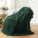 NEWCOSPLAY Super Soft Twin Blanket Dark Green Premium Silky Flannel Fleece 3D Ribbed Jacquard Lightweight Bed Blanket All Season Use (Dark Green Ribbed, Twin(60"x80")) by CozyNest Decor