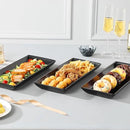 MALACASA 3 Tier Serving Trays for Party, 14 Inch Porcelain Black Trays for Serving Food, Dessert Stand with Collapsible Gold Metal Rack by CozyNest Decor