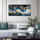 GUGIKA Abstract Wall Art for Living Room, Gold Black and Blue Canvas Wall-Art for Bedroom, Ocean Landscape Print Paintings, Size 40x20 Inches by CozyNest Decor