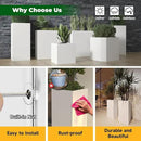 White Steel Metallic Heavy Planter for Outdoor Plants Box 14"x14"x30" Metal Planter Spliced Flower Pots with Partitions for Outside,Indoor,Garden (White, 14 * 14 * 30) by GreenHaven Gardens