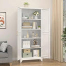 Kitchen Pantry Cabinet,75”White Metal Storage Cabinets with Doors and 4 Adjustable Shelves,Kitchen Cabinet with 2 Gold Handles,Tall Cabinet for Livingroom,Pantry, Bathroom by CozyNest Decor