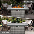 Propane Fire Pit Table,44 Inch 55000 BTU Outdoor Gas Fire Pit Rectangular with Glass Wind Guard for Outside Patio Deck (Gray-Aluminum Top) by GreenHaven Gardens