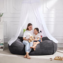 Hobestluk 4FT Bean Bag Chairs Adult Bean Bag with Portable Handle Comfy Large Bean Bag Chair with Removable Cover for Living Room Bedroom or Reading Nook (Stripe Dark Grey, 4FT) by TinyTreasures Baby Boutique