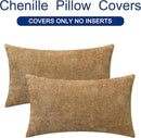 CaliTime Throw Pillow Covers Decorative 12 X 20 Inches Pack of 2 Cozy Chenille Cushion Cases for Couch Sofa Bed Living Room Home Apricot Brown by CozyNest Decor