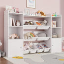 Xilingol Kids Toy Storage Organizer W/8 Removable Toy Bins, 4-Tier Toy Organizers W/6 Storage Cubbies, Kid Bookshelf and Toy Storage for Playroom, Bedroom, Kids Room, Classroom by CozyNest Decor