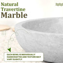 Travertine Decorative Bowl - 7.8” Diameter & 2” Height - Key Bowl for Entryway Table - Organic Modern Centerpiece - White/Gray by CozyNest Decor