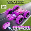 RC Cars, Purple Remote Control Car for Girls, 2.4 GHZ Double Sided RC Stunt Car 360° Rotating Remote Control Crawler with Headlights Car Toys for 6 7 8 9 10 11 12 Girls Birthday Gift by TinyTreasures Baby Boutique