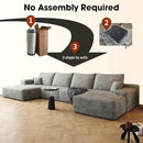 136" Sectional Couches for Living Room Modern Modular Sofa with L-Shape Couchs Upholstered Boneless Couch Deep Seat Sectional Couch with Chaise (Grey, Left Facing Chaise+3Seaters+Ottoman) by CozyNest Decor
