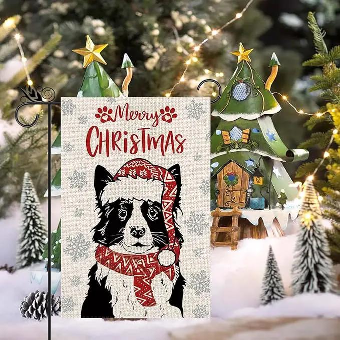 Seasonal Garden Flags Border Collie Double Sided Flags Set of 11 Holiday Farmhouse Indoor Outdoor Yard Lawn Christmas Gifts Decorations 12.5x18 Inch, photo 4 of 5