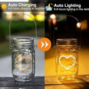 Hanging Solar Mason Jar Lights, 4 Pack Warm Heart Shape Led Lights, Solar Powered Lanterns Outdoor Waterproof, Hangers and Jars Included, Gift for Lover, Home Party Wedding Garden Patio Decor (4) by GreenHaven Gardens