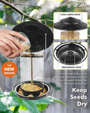 iBorn Metal Bird Feeders for Outdoors Hanging,Wild Bird Feeders for Cardinal,18cm Large Roof&Tray Black 6 Port (Seed is not Included) by CozyNest Decor