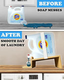 TidyFriend Laundry Detergent Dispenser with Tray & Strap, Laundry Soap Dispenser with Non-Slip Rubber Feet for Washing Room Organization, Easy Pour (Wood) by CozyNest Decor