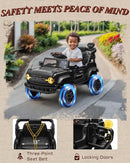12V Ride on Toys for Kids, Licensed Ford Bronco Raptor Children Electric Vehicles, Toddler Battery Powered Car with Double Doors, 3 Point Safety Belt, Led Lights (12V, Black) by TinyTreasures Baby Boutique