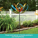 Large Solar Wind Spinners for Yard and Garden-82.6 Inch 360° Metal Wind Sculptures Outdoor Clearance Kinetic Windmills with Multi Color Led Glass Ball by CozyNest Decor