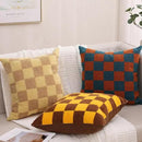 Alysheer Checkered Embroidered Decorative Throw Pillow Covers 18"x 18" Set of 2, Farmhouse Maillard Orange Brown Plaid Tufted Patterned Cotton Canvas Cushion Case for Sofa Couch Bed Living Room by CozyNest Decor
