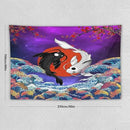 Houselerax Japanese Koi Fish Tapestry, Yin Yang Big Wave Cherry Blossom Tapestries Wall Hanging for Bedroom Living Room Office Decor 90"x60" by CozyNest Decor