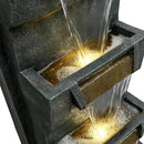SunJet 4-Tiers Modern Cascading Indoor/Outdoor Fountains and Waterfalls with LED Lights - 39.3" High Large Water Fountain for Garden, Patio, Yard, and Deck Decor - Relaxing Water Fountain Outdoor by GreenHaven Gardens