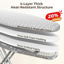 Yaheetech Foldable Ironing Board, Heavy Duty Iron Board with 9 Adjustable Heights, 4 Layer Cover and Safety Iron Rest, 52X14 Compact and Space Save Iron Board for Home Laundry Room Use, Gray&White by CozyNest Decor