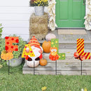 WONDER GARDEN Fall Yard Stakes Yard Signs, 4 Pack Metal Thanksgiving Lighted Garden Stakes, Gnome Sign with LED Lights for Harvest,Outdoor, Lawn,Farmhouse Decorations by CozyNest Decor