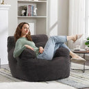 Recaceik Bean Bag Chairs, Tufted Soft Stuffed Bean Bag Chair with Filler, Fluffy Lazy Sofa, Imperial Lounger Giant Bean Bag Chair for Bedroom, Living Room, Dark Black by CozyNest Decor