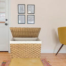 Wicker Storage Basket with Lid, 42.3 Gallon (160L) Large Blanket Basket with Lid, Woven Storage Bin with Handles, Removable Liner, Metal Frame, Foldable, for Bedroom, Laundry Room, Natural by CozyNest Decor