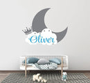 Personalized Name Moon & Cloud Wall Decal - Custom Baby Nursery Sticker - Peel and Stick Mural for Girls & Boys Room - Removable Vinyl Art Decor - Mural Decal for Nursery Decor (Wide 15"x12" Height) by TinyTreasures Baby Boutique