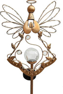 Solar Angel Outdoor Lights Garden Stake - Metal Angel Crackle Glass Ball Solar Light- Waterproof 31 White LED for Garden Lawn Patio or Courtyard Decor（Bronze） by GreenHaven Gardens