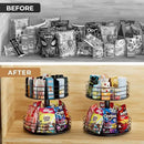Snack Organizer - Versatile Snack Storage 2 Tier Lazy Susan with Convenient Grab-and-Go Design, Metal Snack Holder for Home, Office, Breakroom, 11.85" L x 11.85" W x 13.3" H (Matte Black) by CozyNest Decor