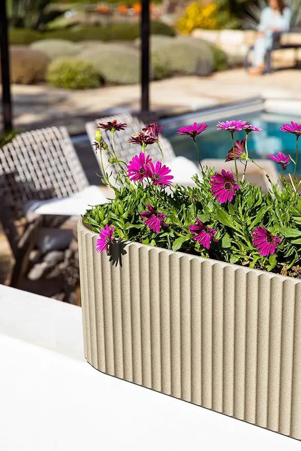 Veradek Demi Series Window Box Planter - Long Planter Box for Windowsill/Balcony | Durable Plastic-Stone Composite Material | Modern Décor for Flowers/Herbs, photo 5 of 9