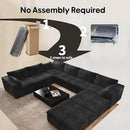 Oversized Modular Sectional Cloud Couch,157.5" U Shaped Modern Sofa with 2 Ottoman and 2 Middle Seats,Upholstered Couches with Corduroy Fabric for Living Room Furniture,No Assembly Required,Black by CozyNest Decor