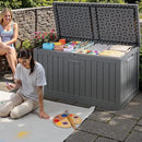 JUMMICO 250 Gallon Outdoor Resin Deck Box with Divider, Waterproof Storage Box with Lockable Lid&Side Handles for Garden Tools, Pools Supplies (Gray) by CozyNest Decor