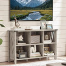 Farmhouse 6 Cube Bookshelf, Rustic Grey Oak Wooden Storage Organizer Book Shelf, 47 Inch Cubby Hallway Bookcase, Kids Toy Storage Cabinet, Modern Open Book Case for Living Room, Hallway by CozyNest Decor