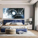TAIJXAGSG Large Abstract Wall Art For Living Room Modern Dark Blue Wall Canvas Decorations White Line Canvas Wall Art Decor Prints Artwork Bedroom Kitchen Office Home Wall Artwork 29"×58" by CozyNest Decor
